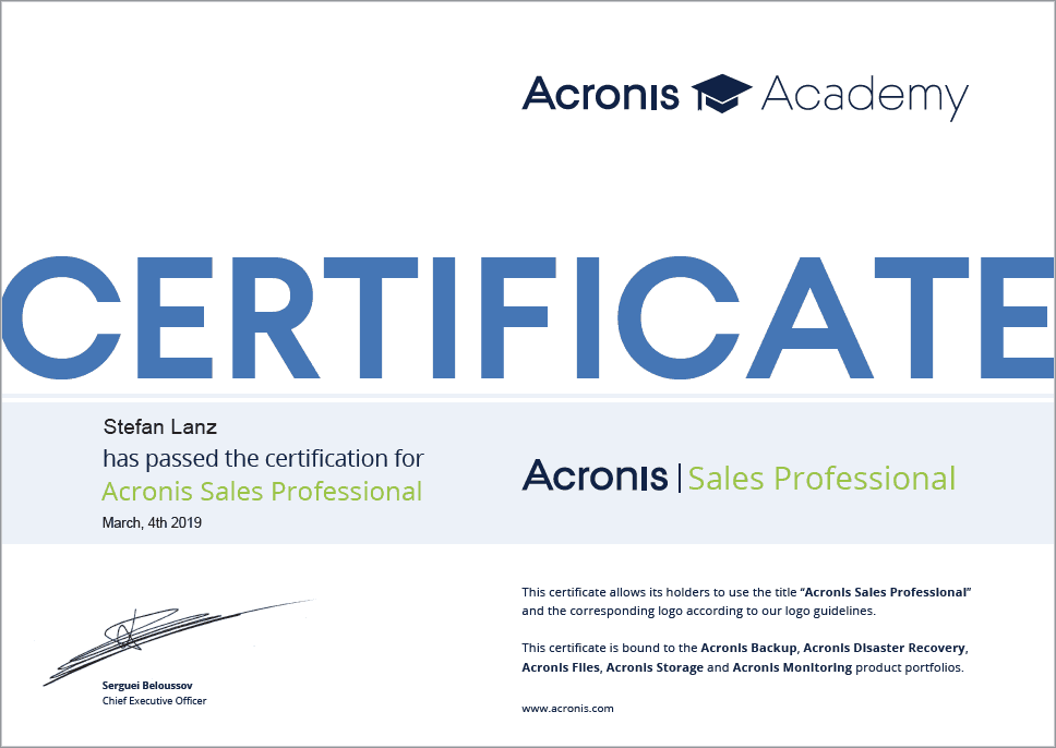 Zertifikat_Stefan_Lanz_Acronis_Sales_professional